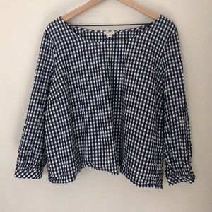 J. Crew Navy checkered blouse